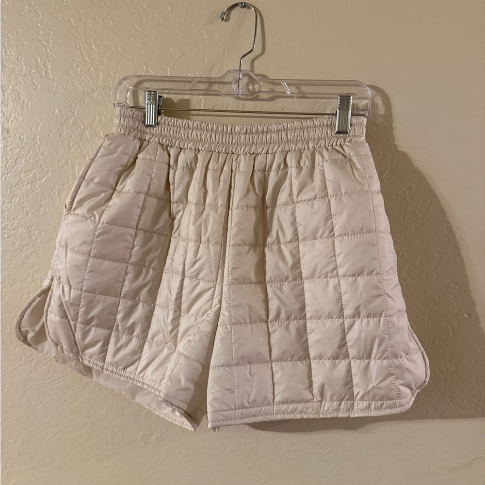 Cream Quilted Women's Shorts